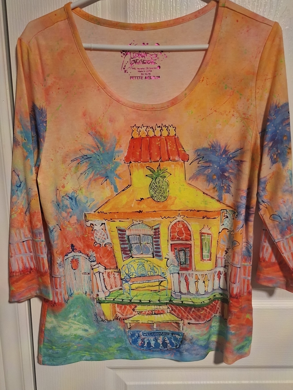 Leoma Lovegrove Tropical Pineapple House Print Women's Orange Multi Top